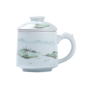 景德镇官方陶瓷大容量茶漏杯家用高颜值办公室过滤茶杯个人专用