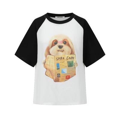 SHROENRO印花报纸插肩短袖T恤