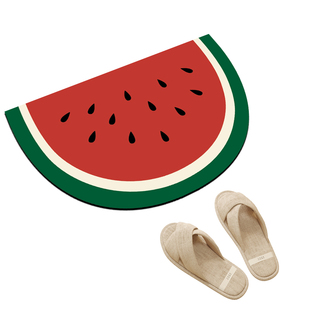 卡通西瓜浴室地垫半圆硅藻泥淋浴房速干免洗防滑垫厕所耐脏吸水垫