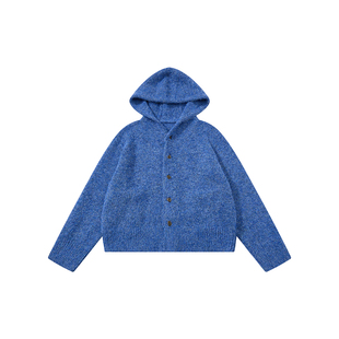 sameuoo散养文化「帽帽」连帽毛衣开衫冬 羊毛混纺针织衫外套慵懒