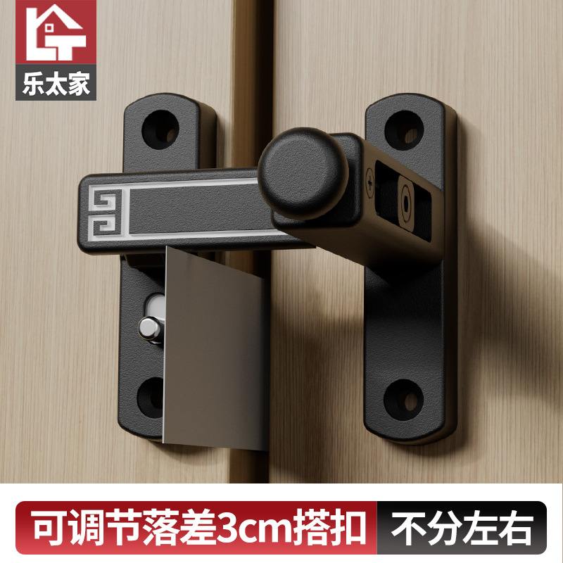 可调90度门锁卡扣插销推拉门打孔卫生间免室内锁扣卡扣平移门门栓