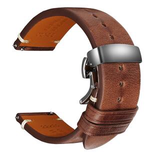 复古西铁城表带真皮适用男光动能蓝天使空中之鹰快拆牛皮手表表带