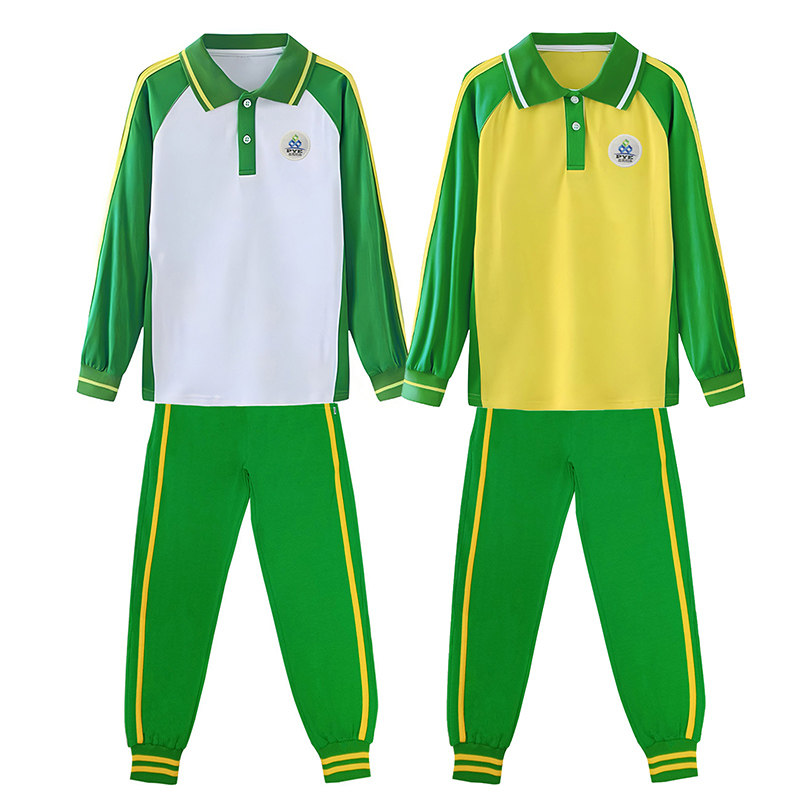 广州番禺区小学生校服棉短袖吸汗透气厂家直发园服夏季园服加绒款