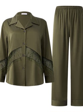 古今睡衣女春冰丝长袖长裤家居服套装可外穿休闲宽松两件套