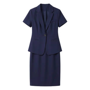 工作服职业气质女夏天短袖珠宝店酒店前台小个子女神薄款西装套装