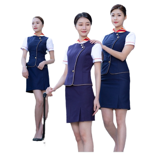 海航空姐制服女职业套装服务员ktv养生师售楼部酒吧会所工作服装