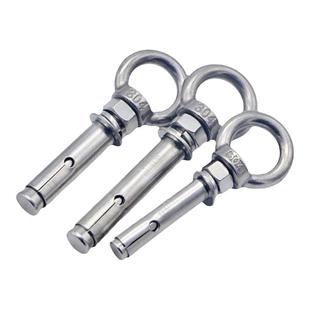 304不锈钢膨胀吊环螺丝带圈羊眼拉爆螺栓加长万能挂钩M6M8M10M12