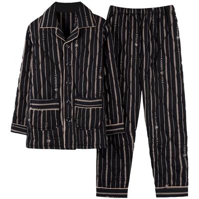 圆人男士睡衣冬季加厚纯棉夹棉服