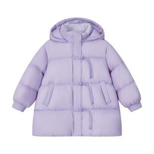 暖春序观山见笛莎联名女童三防保暖中长款羽绒服儿童加厚冬季外套