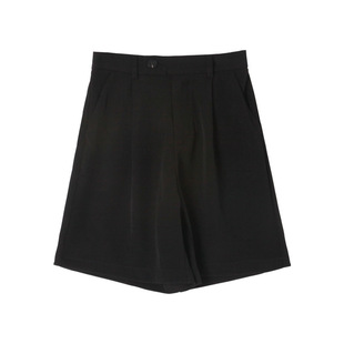 湫奈社JK原创正品纯色黑色短裤 正太裤 阔口JK短裤夏季新款西装裤