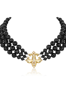 1JINNM2M鸢尾花黑玛瑙choker