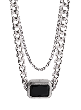 黑色宝石那片海吊坠钛钢