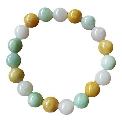 玉手链天然翡翠冰种三彩纯色手串