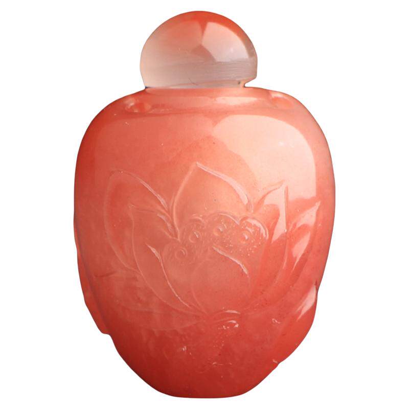 梵峙南红玛瑙粉色莲花金鱼挂件