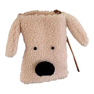 手机包女可爱小狗毛绒手机袋斜挎包外出便携迷你小包轻便收纳包