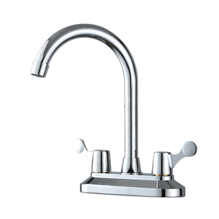 双把双孔面盆菜盆通用冷热水水龙头三孔老式陶瓷柱盆洗手冷暖笼头