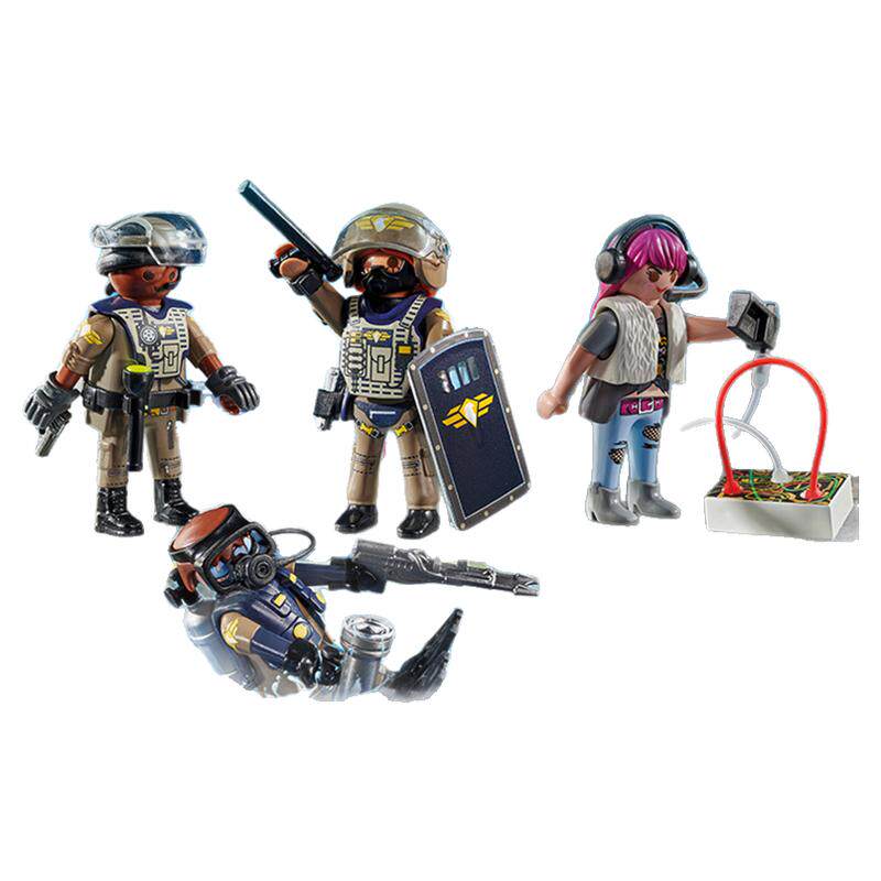 PLAYMOBIL摩比世界儿童玩具特警-人偶套装71146