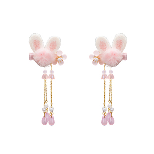 2026花朵唐装儿童古风发夹女宝宝汉服公主头饰中国风超仙流苏对夹