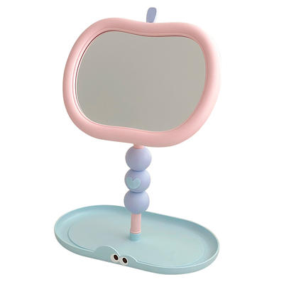可爱苹果收纳台镜卧室桌面化妆镜