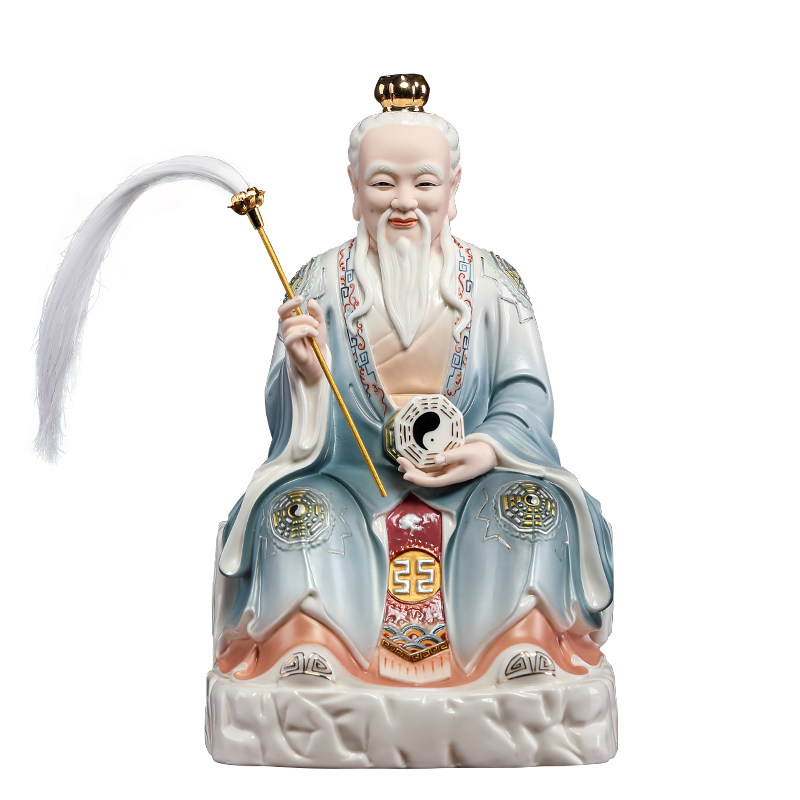 戴玉堂陶瓷鸿钧老祖道祖像鸿钧道人德化白瓷神像供奉家用坐像摆件