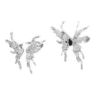 不规则液体蝴蝶装饰戒指女生轻奢设计感锆石食指戒开口可调节指环