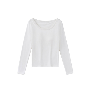 带胸垫一体德绒打底衫可外穿加绒加厚秋冬保暖长袖T恤内搭上衣女