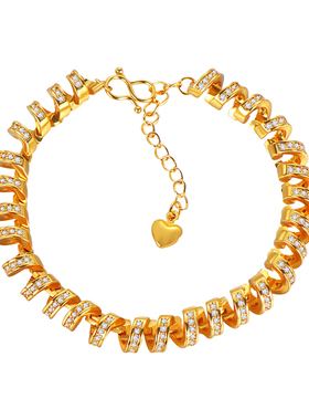 欧美满钻金属电话线手链女