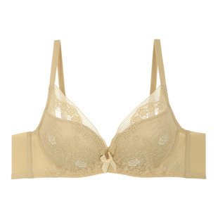 PLATANE梧桐本色内衣轻茶系列性感蕾丝小胸聚拢夹棉杯文胸WN21201