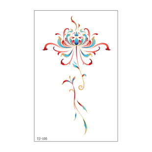 中式国风烫金纹身贴敦煌锦鲤莲花彼岸花蝴蝶手臂锁骨防水花钿贴纸