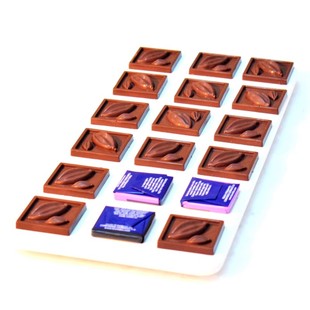 tangba堂巴 18连正方形可可果图案巧克力模具PC-1738小方块朱古力