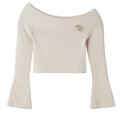 带胸针长袖针织衫SNIDEL