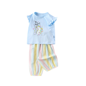 女童套装夏季小儿童卡通萌趣纯棉两件套女孩衣服宝宝新款上衣裤子