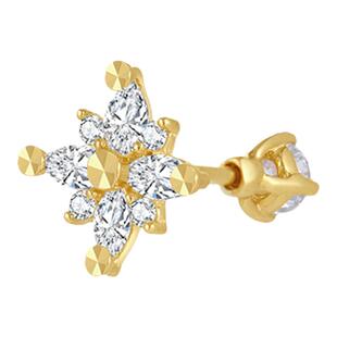 【商场同款新品】一撇一捺YPYN9K金单只耳钉莫桑钻耳骨钉耳环