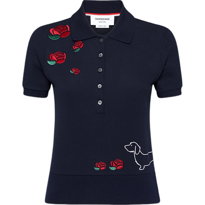 [春夏优惠]THOM BROWNE 女士经典HECTOR罗纹袖口POLO衫