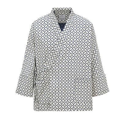 庶人蓝染拔染工艺汉服道袍外套