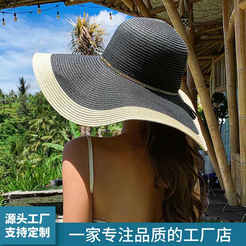 遮阳帽女大檐草帽夏季沙滩透气蝴蝶结太阳帽帽渔夫帽防晒遮脸