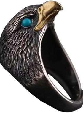 鹰头纯银戒指男女款民族风