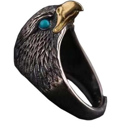 鹰头纯银戒指男女款民族风