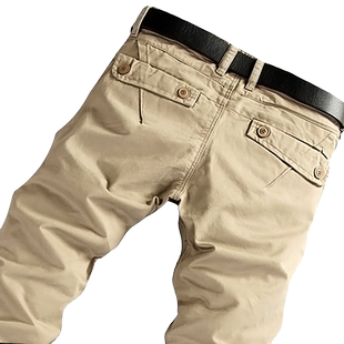 YEZOE弹力男士休闲裤男款男款秋冬新修身小直筒潮牌卡其色工装裤