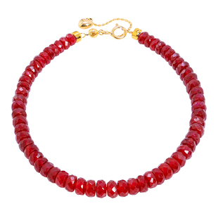 若华珠宝婉月 鸽血红宝石手链女18K金彩宝手串红绳手饰礼物定制