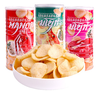 泰国马努拉牌香酥虾蟹芥末虾味木薯片90g休闲零食进口玛努拉薯片