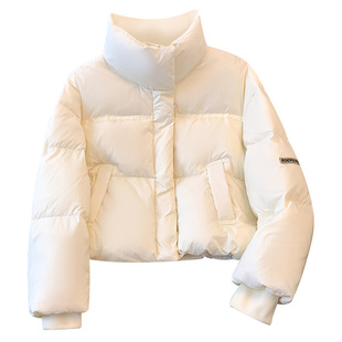 白色立领面包羽绒服时尚洋气女2025冬季新款小个子短款不臃肿外套