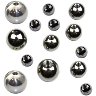 碳钢攻牙钢球钻孔螺纹钢珠通孔带孔打孔带牙半孔圆球5mm-12.7mm