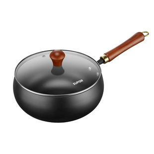 苏泊尔大肚锅家用炒锅无涂层炒菜锅南瓜锅氮化防粘24cm平底小铁锅