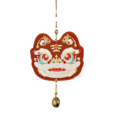 云深雾浅 狮虎金铃 原创老虎头双面刺绣挂件古风仿香囊荷包小配饰