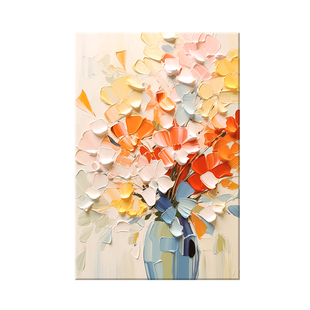 艺术花卉玄关装饰画奶油风走廊过道入户门墙壁挂画治愈系肌理壁画