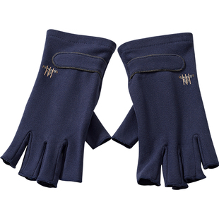 春秋冬季男士半指漏指头手套 薄款学生写字打字玩手机保暖 露手指