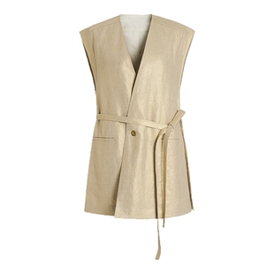 【雨露麻】ZHUCHONGYUN2026春新款烫金工艺宽松廓形马甲长裤套装