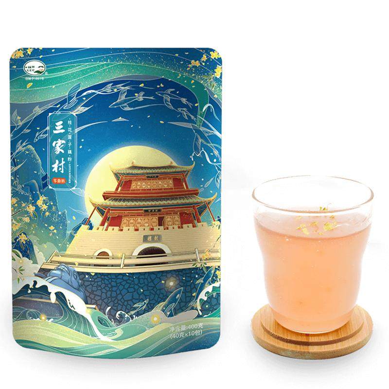 三家村桂花莲子藕粉杭州特产西湖莲藕粉官方正品旗舰店独立小袋装