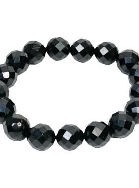 次石墨原切切面黑闪亮手链